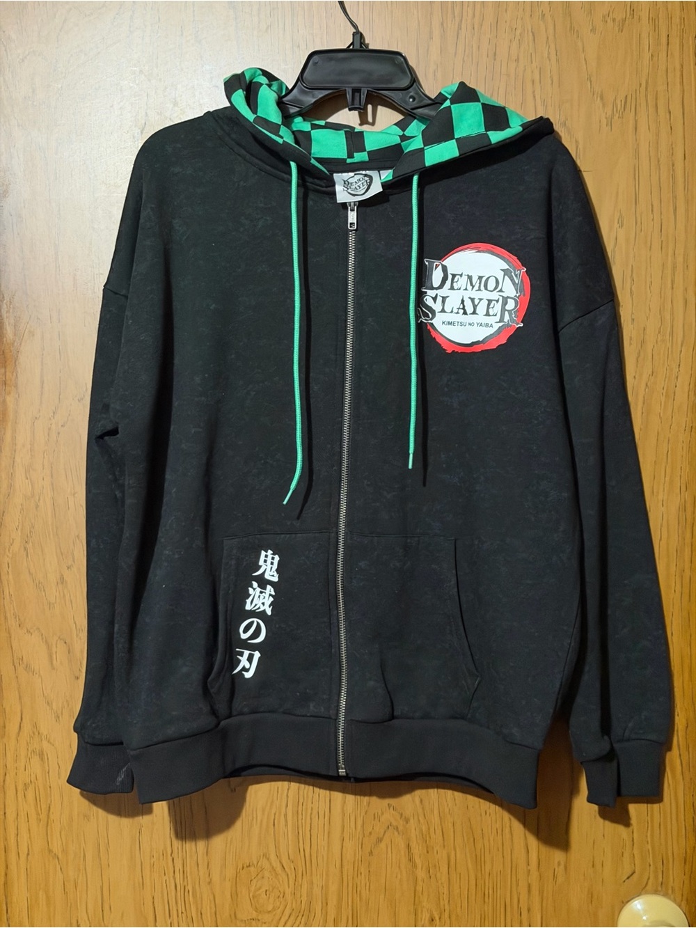 Demon Slayer Black & Green Zip-Up Hoodie Jacket